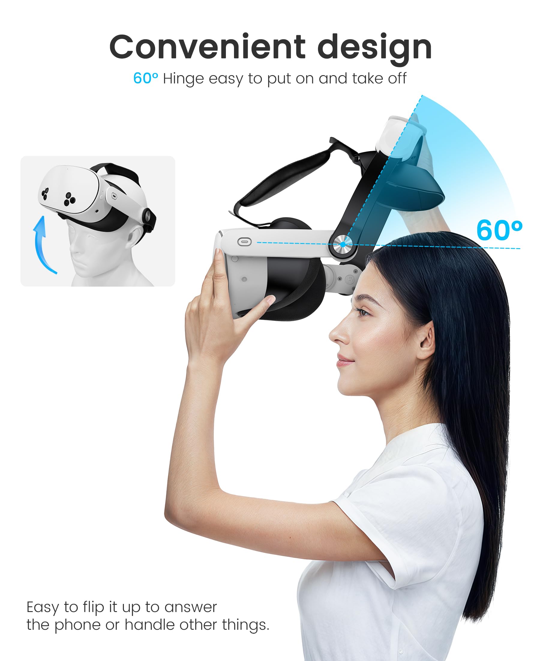 Kawaye Correa de cabeza cómoda para Meta Quest 3S/Quest 3/Quest 2, correa de cabeza ligera ajustable para reemplazo de correa Elite, accesorios de realidad virtual para Oculus, soporte mejorado,