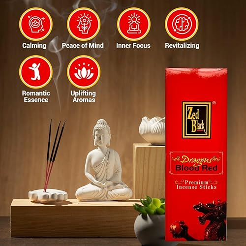 Miniatura 6 de ZED Black Dragons Blood Red Inciense - 120 varillas (6 cajas de 20) para relajación, yoga, meditación