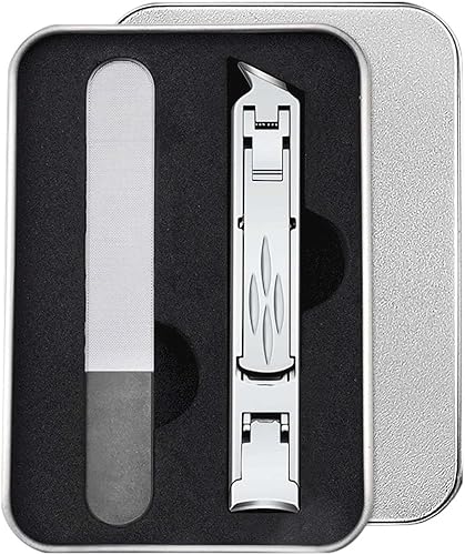 Cortaúñas plegable, de doble extremo, de acero inoxidable, de doble uso, para uñas gruesas (plateado)