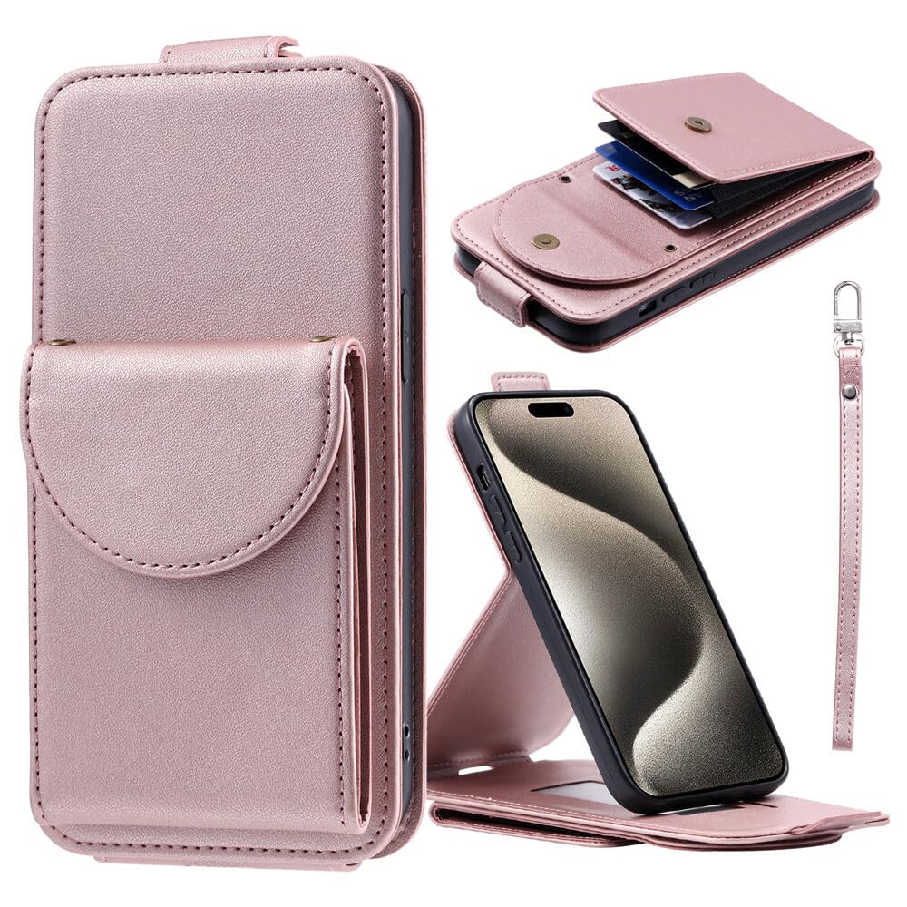 Generic Compatible avec iPhone 6/6S (couleur : or rose) étui portefeuille en cuir avec sangle à rabat