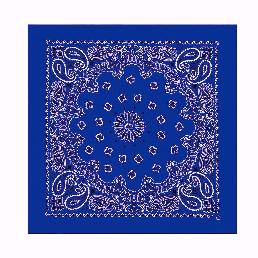 [the largest selection] ラージ サイズ バンダナ ペイズリー柄（大判）68×68センチ Trainmen Paisley Bandana Big 27 X 27 ジャンボバンダナ (7色）大きいバンダナ (ロイヤルブルー3)