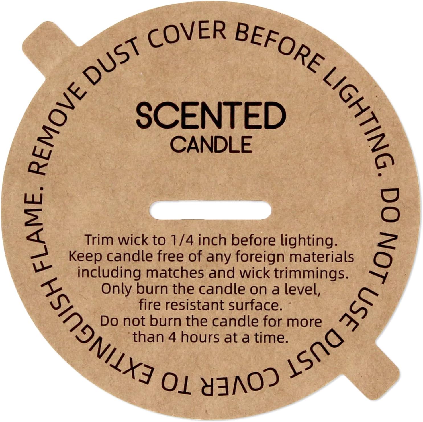 CandMak Candle Dust Covers, 48pcs Printed Kraft Card Candle Dust Lid with Pull Tab for Candle Making (12 Sizes)