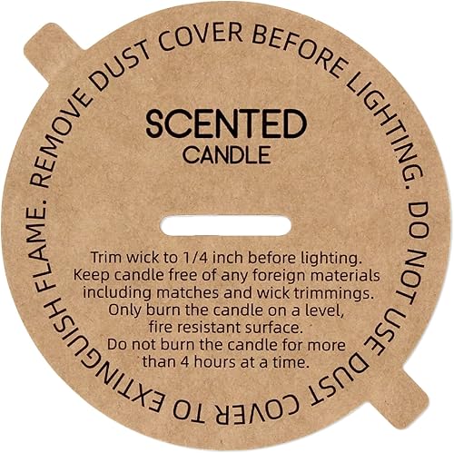 Miniatura 7 de CandMak Cubiertas antipolvo para velas, 160 piezas impresas de papel kraft con tapa antipolvo con lengüeta para hacer velas (3.125 pulgadas)