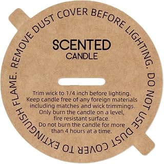 CandMak Candle Dust Covers, 160pcs Printed Kraft Card Candle Dust Lid with Pull Tab for Candle Making (3.25")