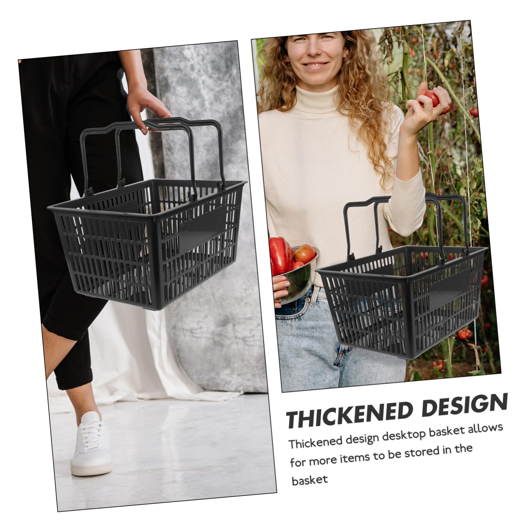 Großer Einkaufskorb aus Kunststoff mit Ergonomischem Griff Stabiler Aufbewahrungskorb für Supermarkt Obstladen und Snacks Langlebiger Leichter Einkaufskorb für Vielseitige Nutzung