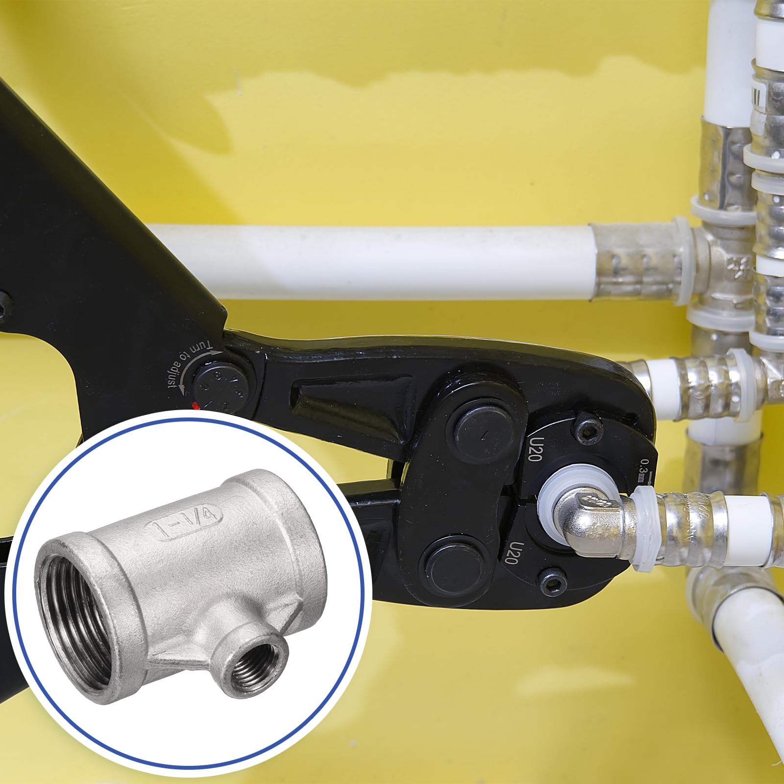 QUARKZMAN Accesorio De Tubería De Acero Inoxidable 304 Fundido 1 BSPT x 1/4 BSPT x 1 BSPT Tee Hembra Conector De 3 Vías Acoplador 15pcs