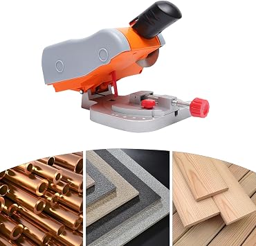 Mini Cut Off Machine, 90W Mini Cutter Tool Table Chop Bench Saw, 0-45° Miter Adjustable Woods Cutter-Cutting Machine Multi-Function Table Saws for Cutting Brass, Steel, Wood