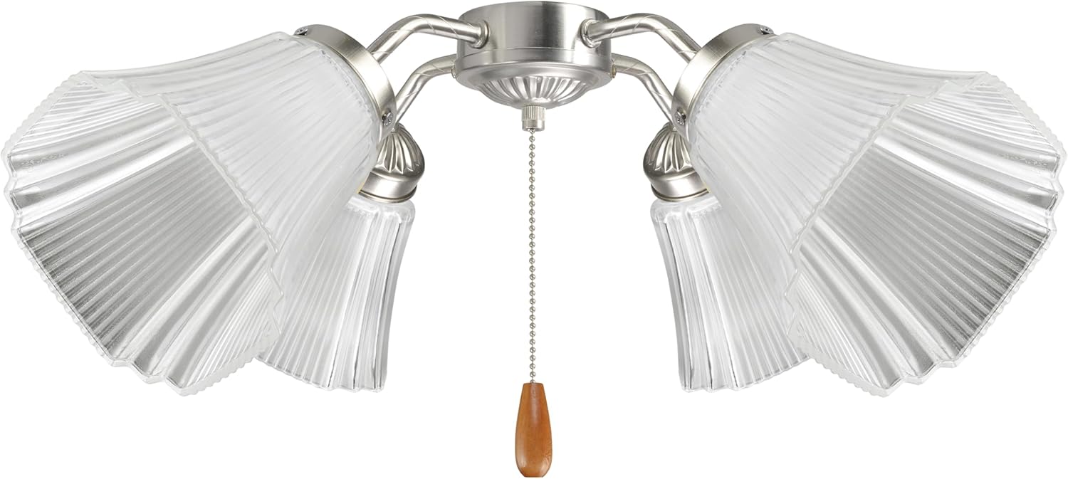 Aspen Creative 23057-4, Transitional Clear Ribbed Ceiling Fan Replacement Glass Shade, for Ceiling Fan Light Kit, Wall Sconce, Pendant, 1-5/8'' F, 2-1/8'' T x 5'' Dia x 5-1/8'' H, Set of 4