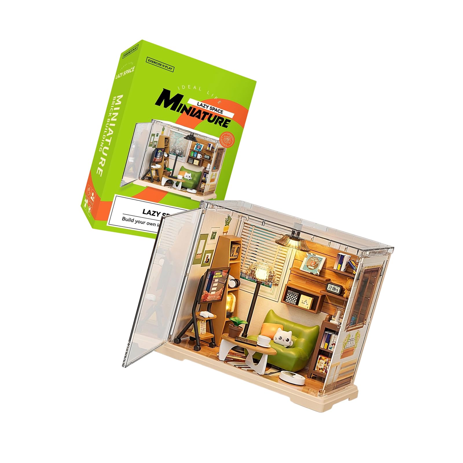 Set modellini case delle bambole per case minuscole Set modellini case piccola con illuminazione a LED calda, alimentazione tipo C, decorazioni per display da tavolo per uso