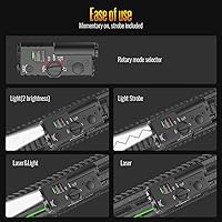 Vista 3 de Defentac Combo de luz láser verde de 1450 lm con indicador intermitente compatible con riel Mlok/Picatinny, linterna con interruptor remoto