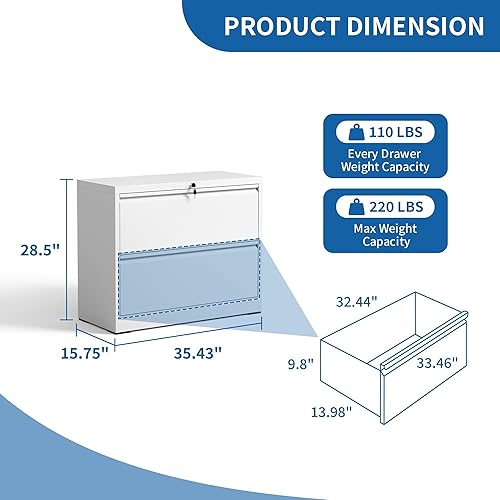Miniatura 3 de Archivador lateral con cerradura, archivadores de metal para oficina en casa, tamaño legalcarta A4, archivador con gabinete de almacenamiento de 2