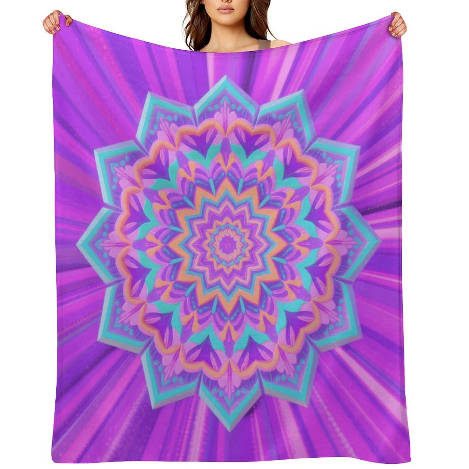 Simple Mandala Throw Blanket for Couch and Bed Super Soft Warm Lightweight Throw Blankets Cozy Fuzzy Flannel Blanket Personalized Decorative Blankets for Sofa Decor 30"x40"