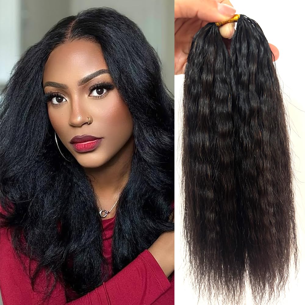 Kinky Straight Crochet Hair Extensions Knotless Pre-Separated Feather Crochet Human Hair Seamless Reusable 16inch 120g #4 Color (usually 240g Full Head)