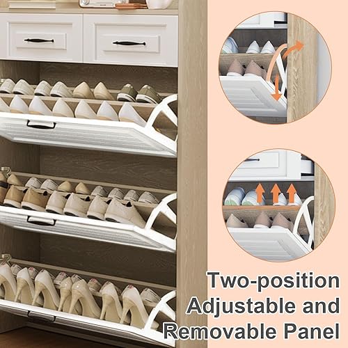 Miniatura 3 de ODUWA Armario de almacenamiento de zapatos con 3 cajones abatibles y 2 cajones de almacenamiento, fácil de almacenar 18-25 pares de zapatos, armario