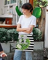 Vista 4 de Farmhouse Wreath Waitress Waiter Server Apron with Pockets,Welcome Rustic Boxwood Black Stripe Waist Half Waterproof Cooking Kitchen BBQ Grill Chef