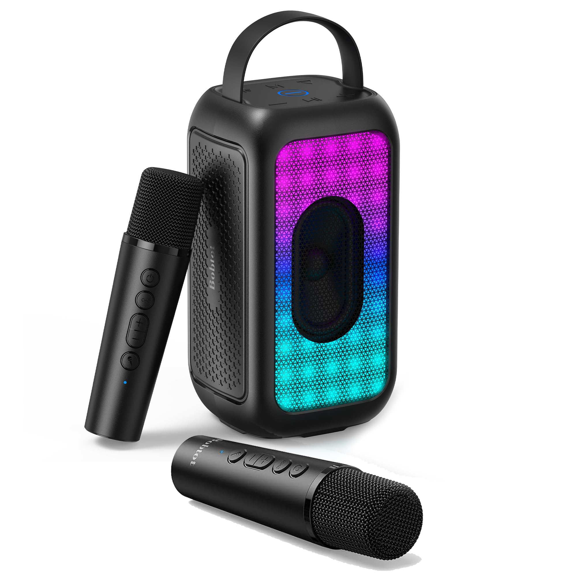 Bobtot Tragbarer Bluetooth Lautsprecher with 2 Mic kabellos | 16 Stunden Wiedergabezeit, Kleiner Karaoke Maschine, Gesangsmaschine