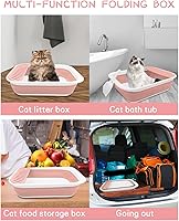 Vista 6 de BNOSDM Caja de arena plegable para gatos pequeña para gatitos, bandeja para orinal abierta, inodoro plegable para gatos con cuchara, cajas de arena