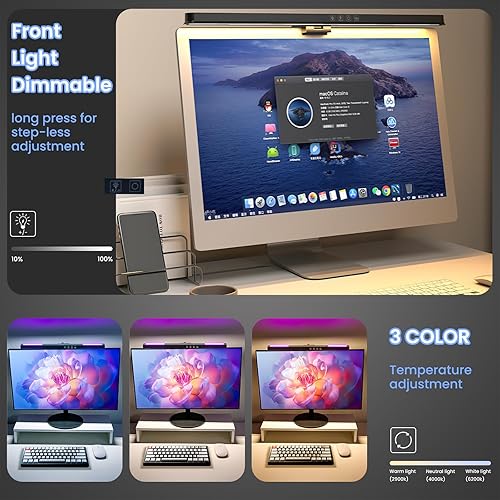Miniatura 3 de HomeBeyond Barra de luz para monitor, lámpara LED USB para pantallas curvasplanas, lámpara de escritorio regulable para el cuidado de los ojos con