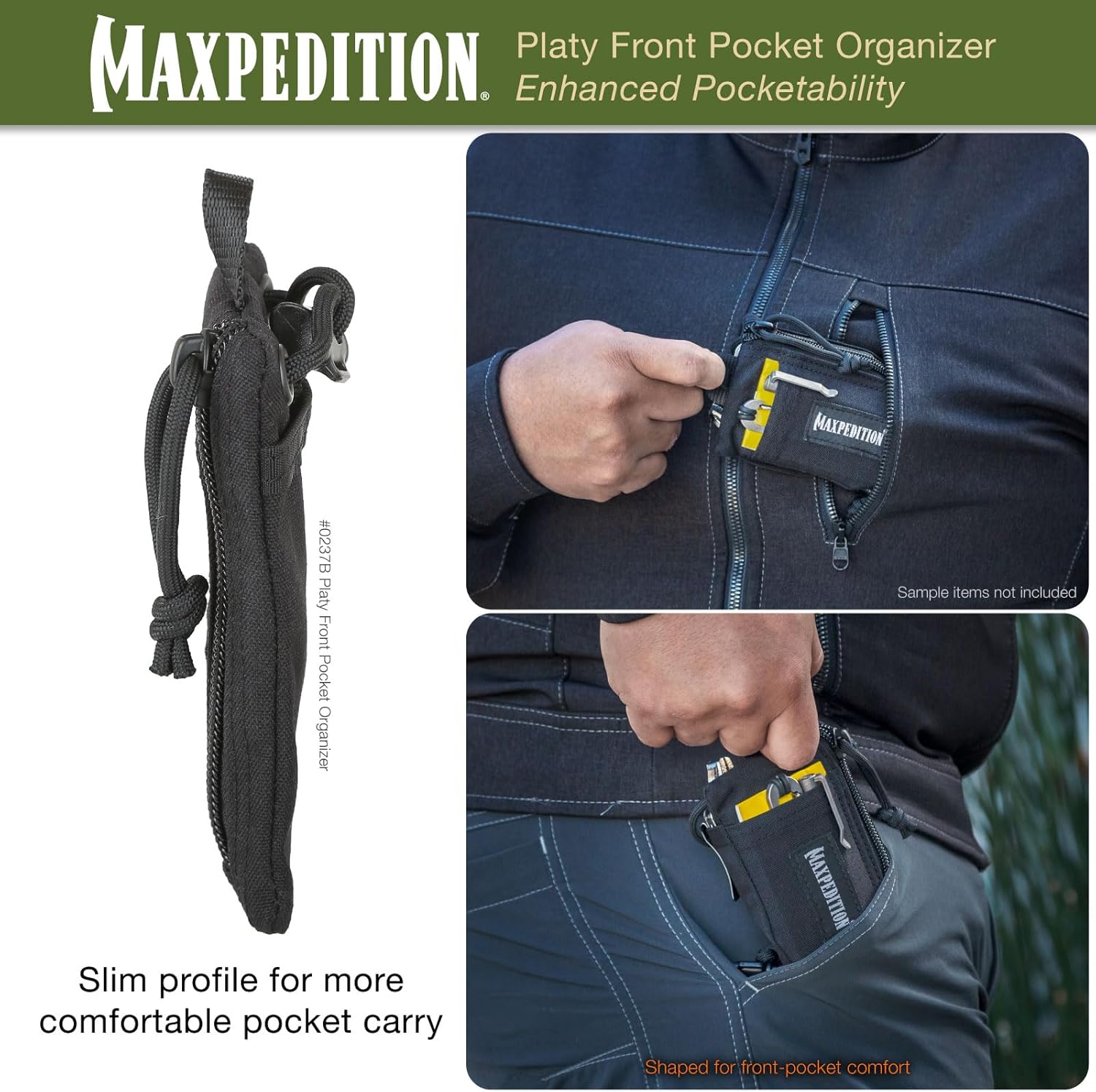 MAXPEDITION Platy Pocket Organizer, Durable EDC Tool Pouch for Men, Neck Wallet with Paracord Lanyard, Holds Flashlight, Multitool, Pen, Notebook - Image 6