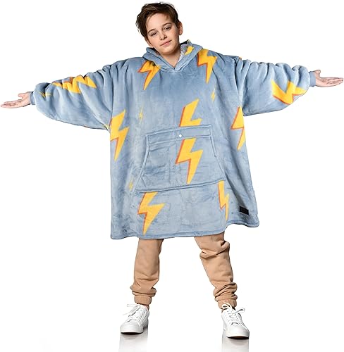 Miniatura 8 de Solaris - Sudadera tipo cobija con capucha aborregada, súper suave y acogedora para adolescentes, niñas, jóvenes, niños (7-15 años), tamaño grande,