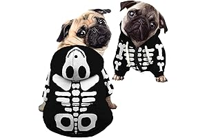 Dog Bone Halloween Costume: Pumpkin Dog Skeleton Hoodie Pet Clothes