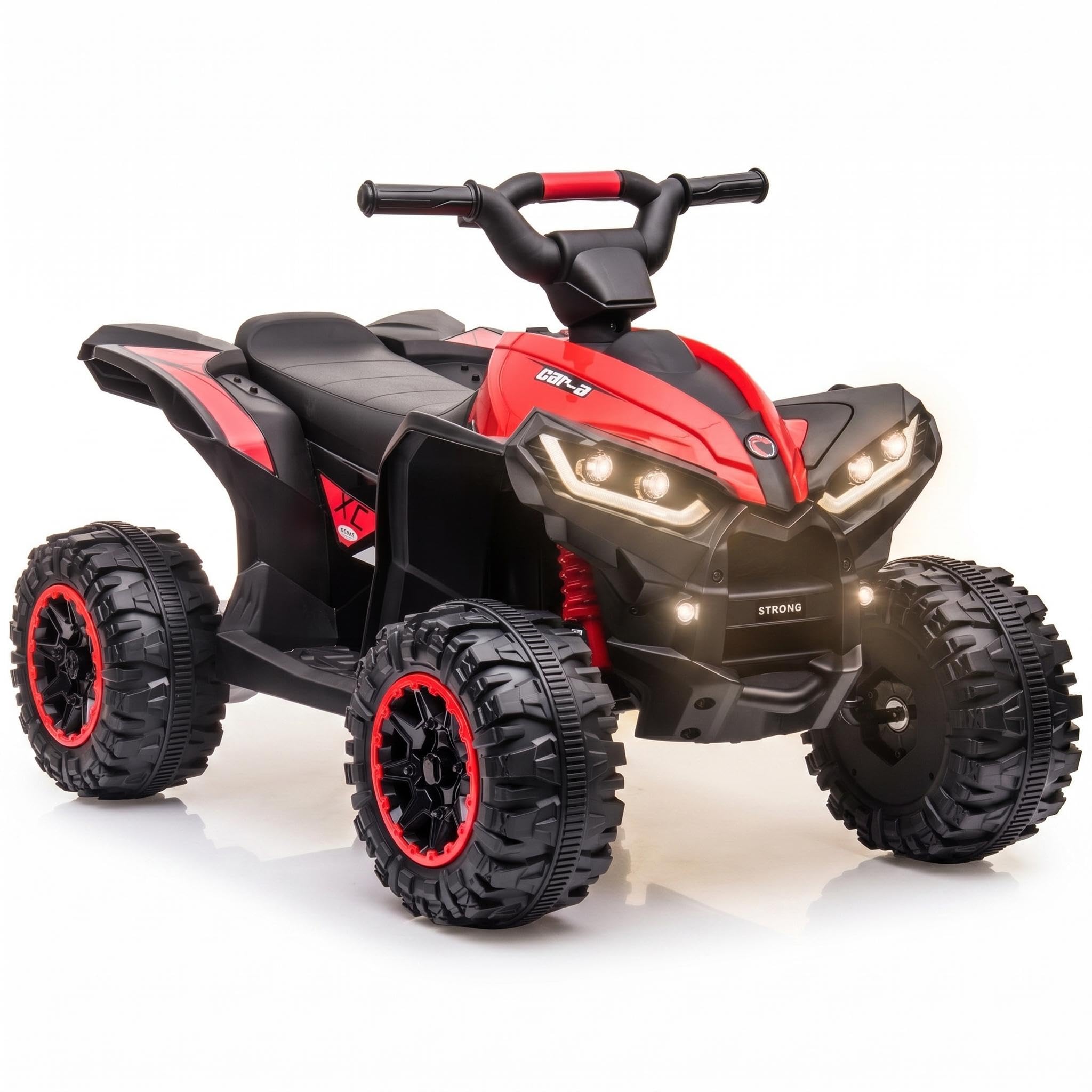 Kids Electric Quad Bike 12V, Battery Powered Ride on ATV Toy with Remote Control, Dual 35W Motor, Music, LED, 2 Driving Modes, for Ages 3-6 Years, 83x53x56 cm, Red