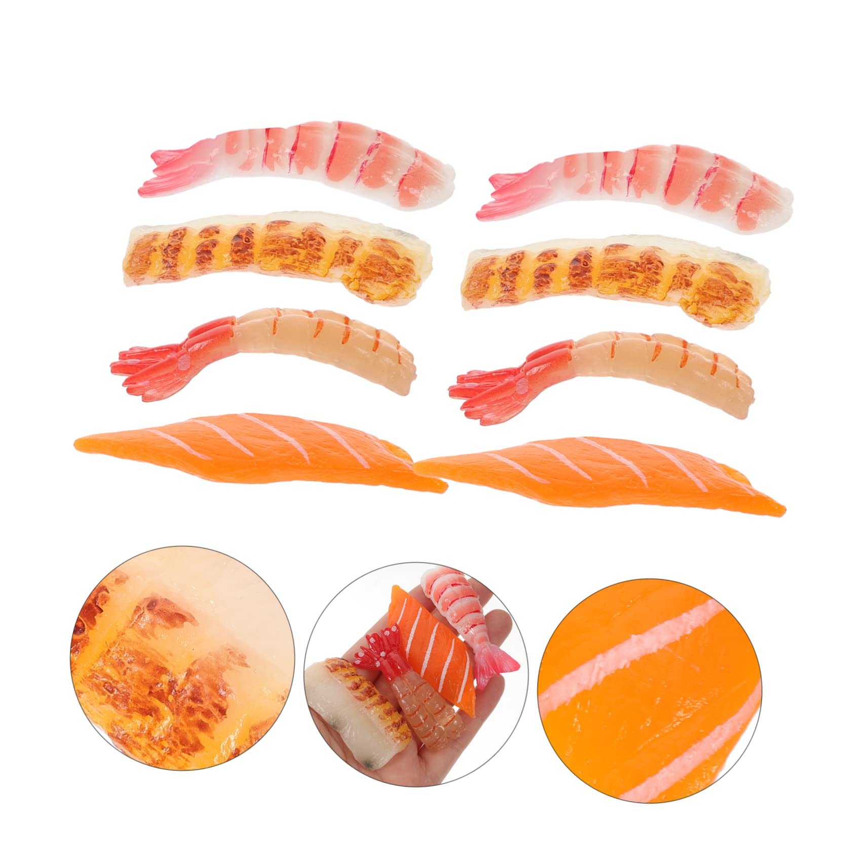 SAFIGLE 8pcs Realistic Fake Salmon Slices Model Simulation Sushi Plate Decor for Advertising Home Kitchen and Restaurant Display Props Decoration