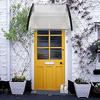 Vista 8 de Toldo moderno de policarbonato para puerta de 40 x 40 pulgadas, para exteriores, puerta delantera, patio, lluvia, nieve, protección solar