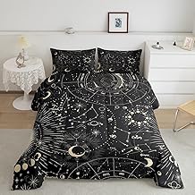 Feelyou Sun and Moon Comforter Set Boho Exotic Bedding Set Galaxy Astrology Comforter for Boys Girls Children Teens Bedroom Decor Chic Cute Luxury Zodiac Signs Duvet Set Twin Size Quilt Set