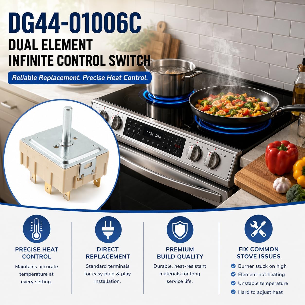 DG44-01006C Range Infinite Switch Compatible with Samsung Stove, PER001-12D