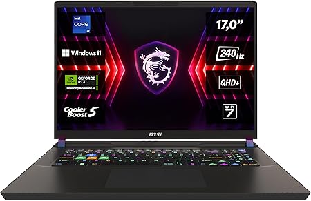 MSI Vector 17 HX, Gaming Laptop, 17.0" QHD+, Intel® Core™ i9 Processor 14900HX, 32GB DDR5-5200 RAM, 1TB, NVIDIA® GeForce RTX™ 4080, Windows 11 Home, QWERTZ Keyboard, A14VHG-1012