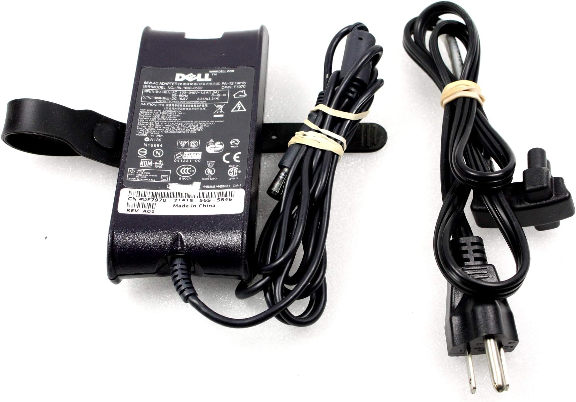 Dell PA-12 Laptop Charger AC Adapter Power Supply 65W 19.5V 3.34A PA-1650-05D2 F7970 LA65NS1-00 YD637 LA65NS0-00 DF263 HA65NS2-00 MN444 AA22850