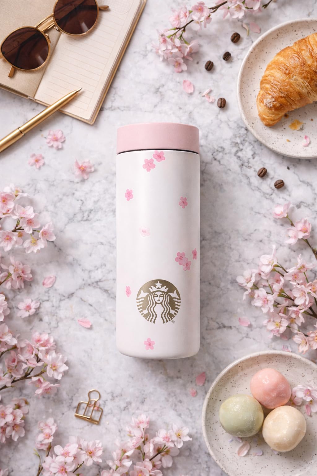 Starbucks Cherry Blossom 2026 Paslanmaz Çelik Bardak 16 oz - Pembe
