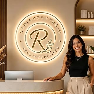 Personalisiertes LED Neon Logo Schild – Dimmbare Personalisierte Neon Leuchtreklame mit Firmenlogo, Acryl Werbeschild mit Hintergrundbeleuchtung für Geschäft, Café, Bar & Büro