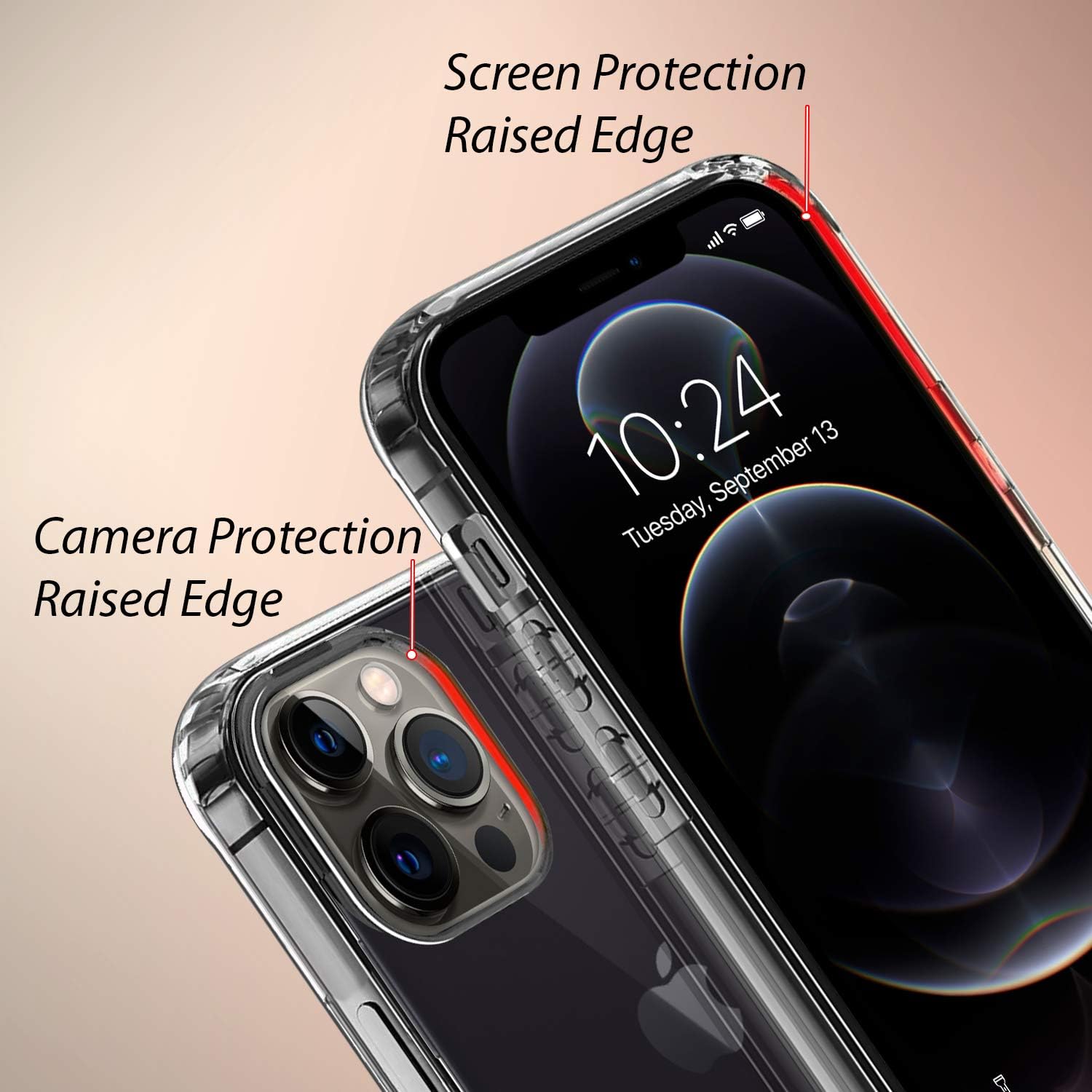 Coolwee Clear Case Compatible with iPhone 12 Pro Max Case Transparent Anti Yellow Design Women Girls Men Hard Back Case with Soft TPU Bumper Cover for Apple iPhone 12 Pro Max 6.7 inch Shockproof