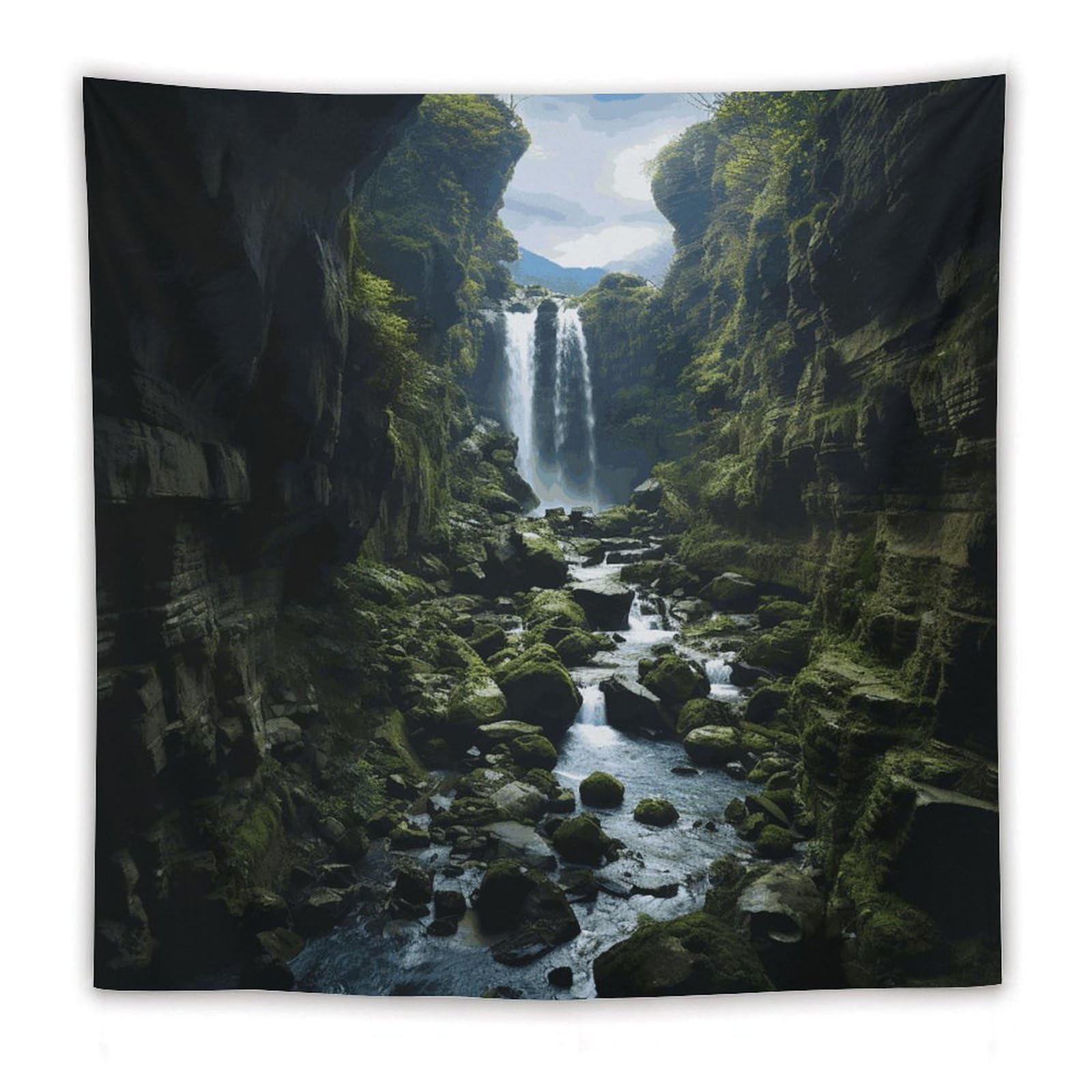 LDGSUPH Waterfall Cliff Tapestry Wall Hanging Decor Anti-fading Aesthetic Wall Tapestries Fashion Wall Blanket Decor Modern Wall Art Tapestry for Bedroom Home Decor 60"x60"