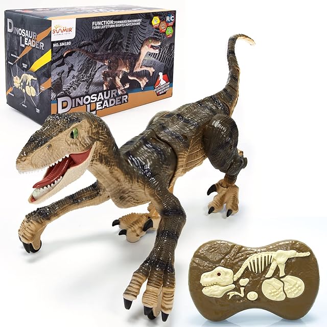 Maikerry Remote Control Dinosaur Walking Dinosaur Toy wth Light and Roaring Sound, 2.4ghz Realistic Electronic Dinosaur Robot Toys for Kids above 3 Years Old, Birthday Gifts for Boys Girls