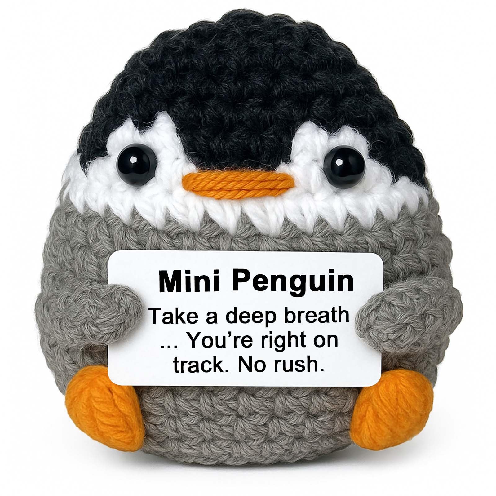 Positive Animals Crochet Penguin Gifts, Mini Cute Penguin Decor for Office Desk, Inspirational Encouragement Thinking of You Gifts for Women