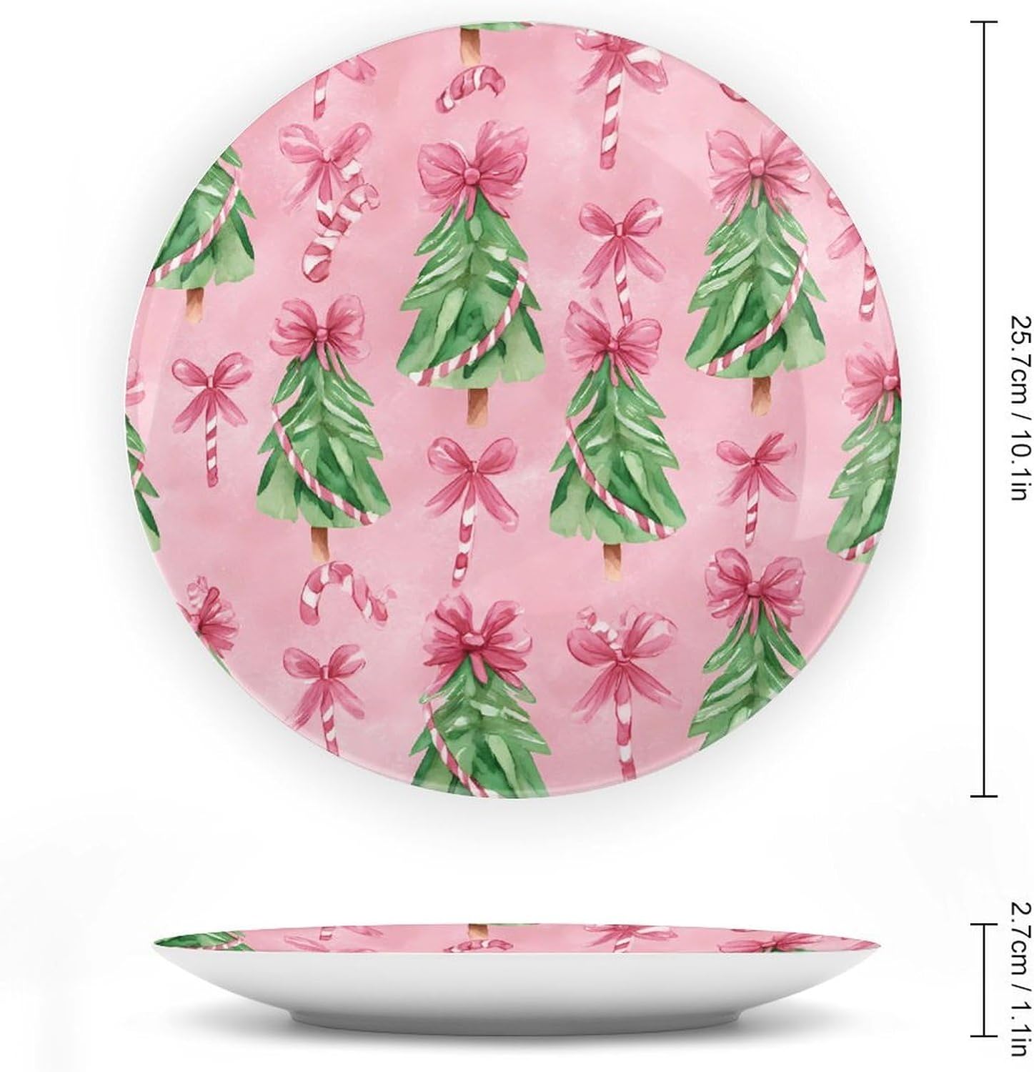 Christmas Tree Candy Canes Bows Decorative Plates for Display Ceramic Plate Tray with Stand Hanger Home Decor