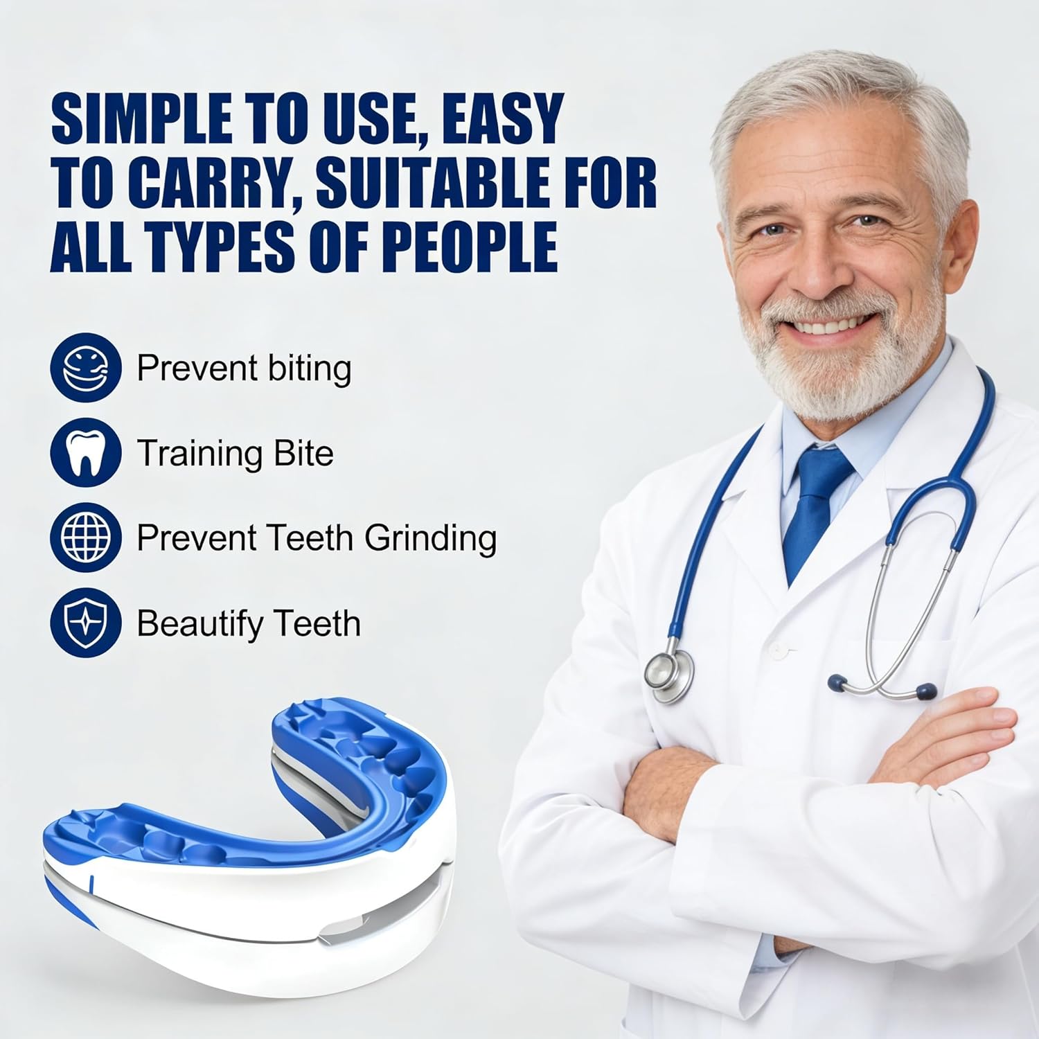 Adjustable Soft Mouthguard, Customizable Fit, Ideal for Nightly Use, Comfort-Designed for All-Night Wear, Easy Clean and Reusable for Ault