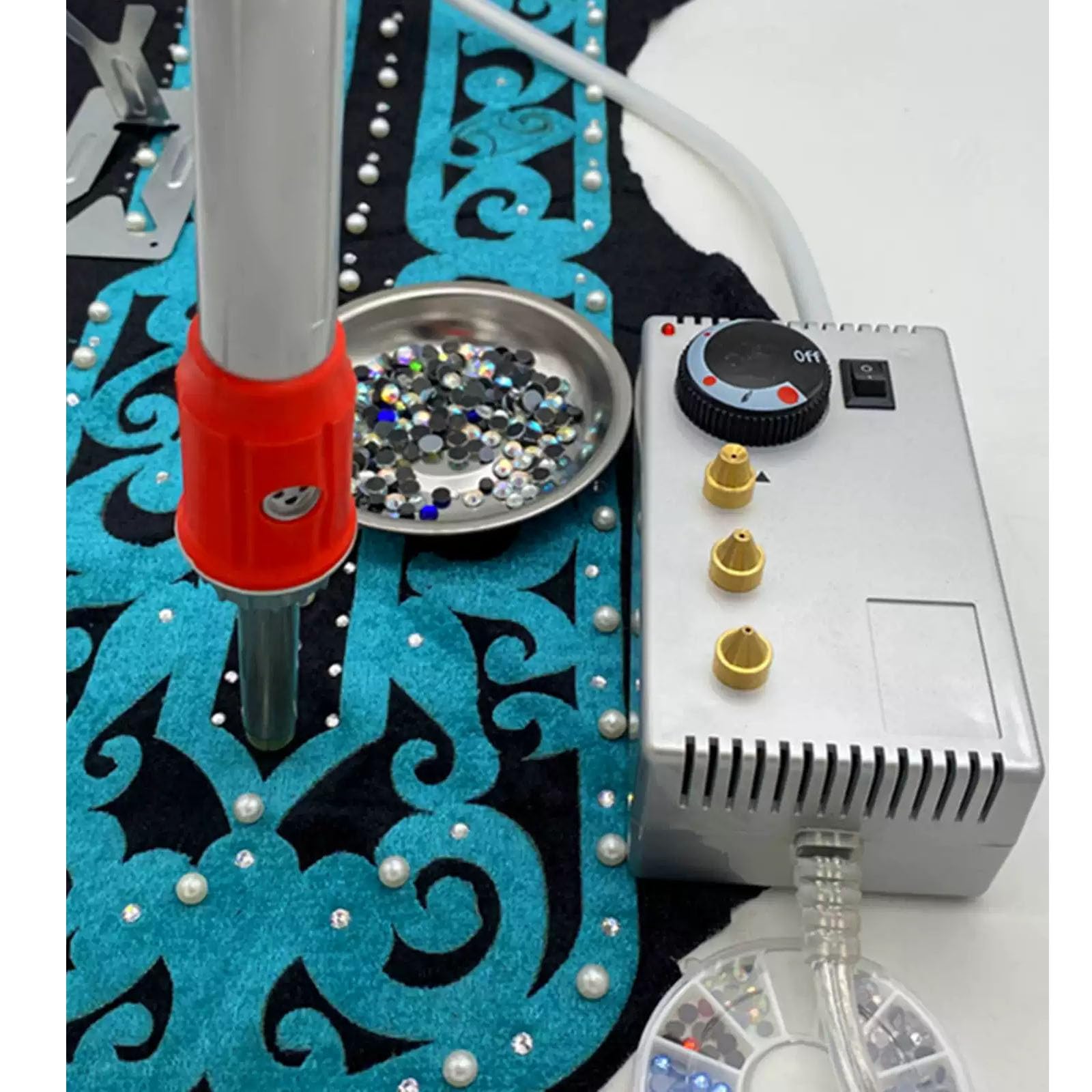 Máquina De Colocación De Diamantes De Imitación Al Vacío, Aplicador Termoadhesivo Autocebante Con 4 Puntas Intercambiables, Temperatura Ajustable, Rango De 1 A 8 Mm, Para Ropa, Zapatos, Bolsos
