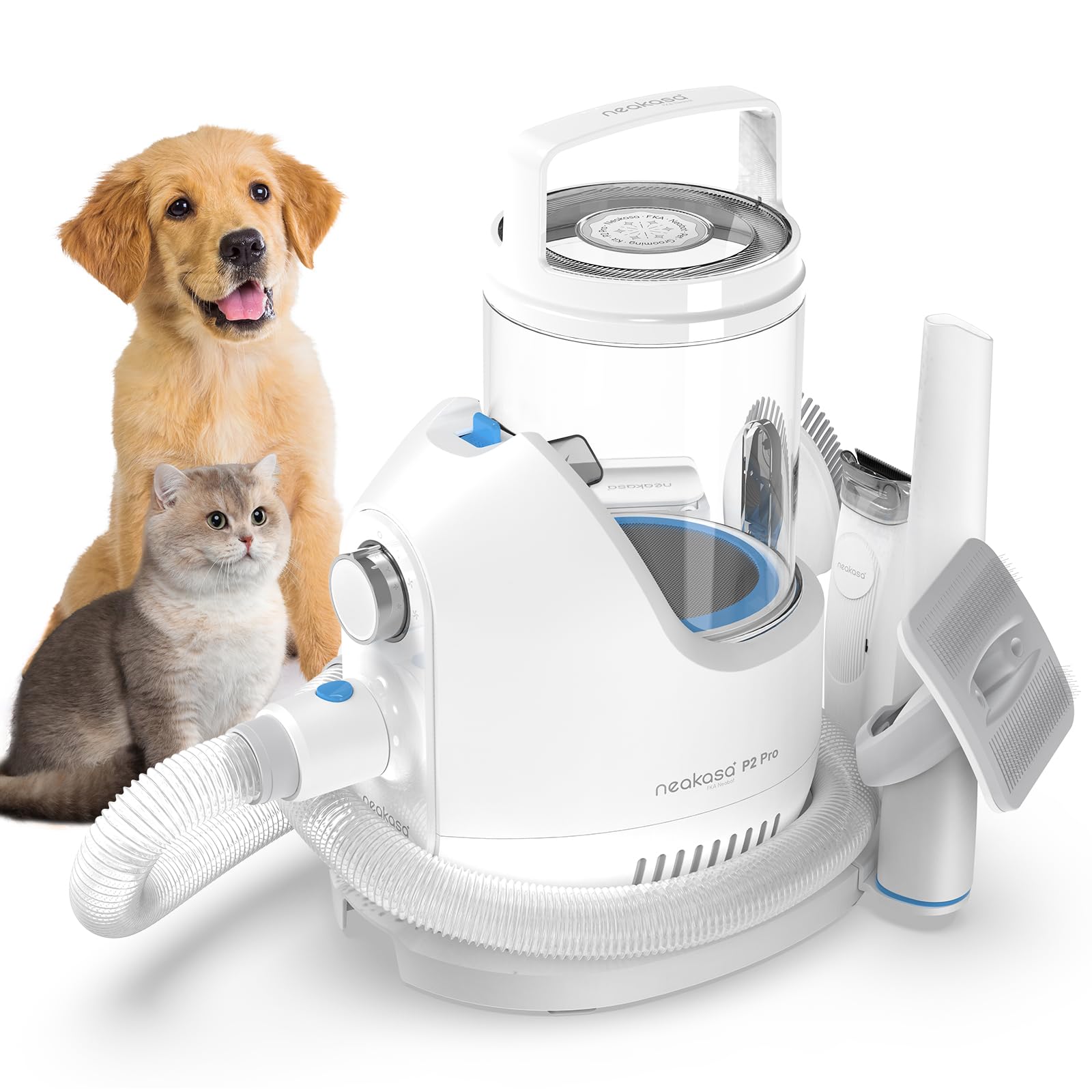Neakasa P2 Pro Kit per toelettatura e aspirazione a vuoto per animali domestici, nuova generazione Tosatrice per Cani e Gatto Pelo Lungo Professionale (Blu)