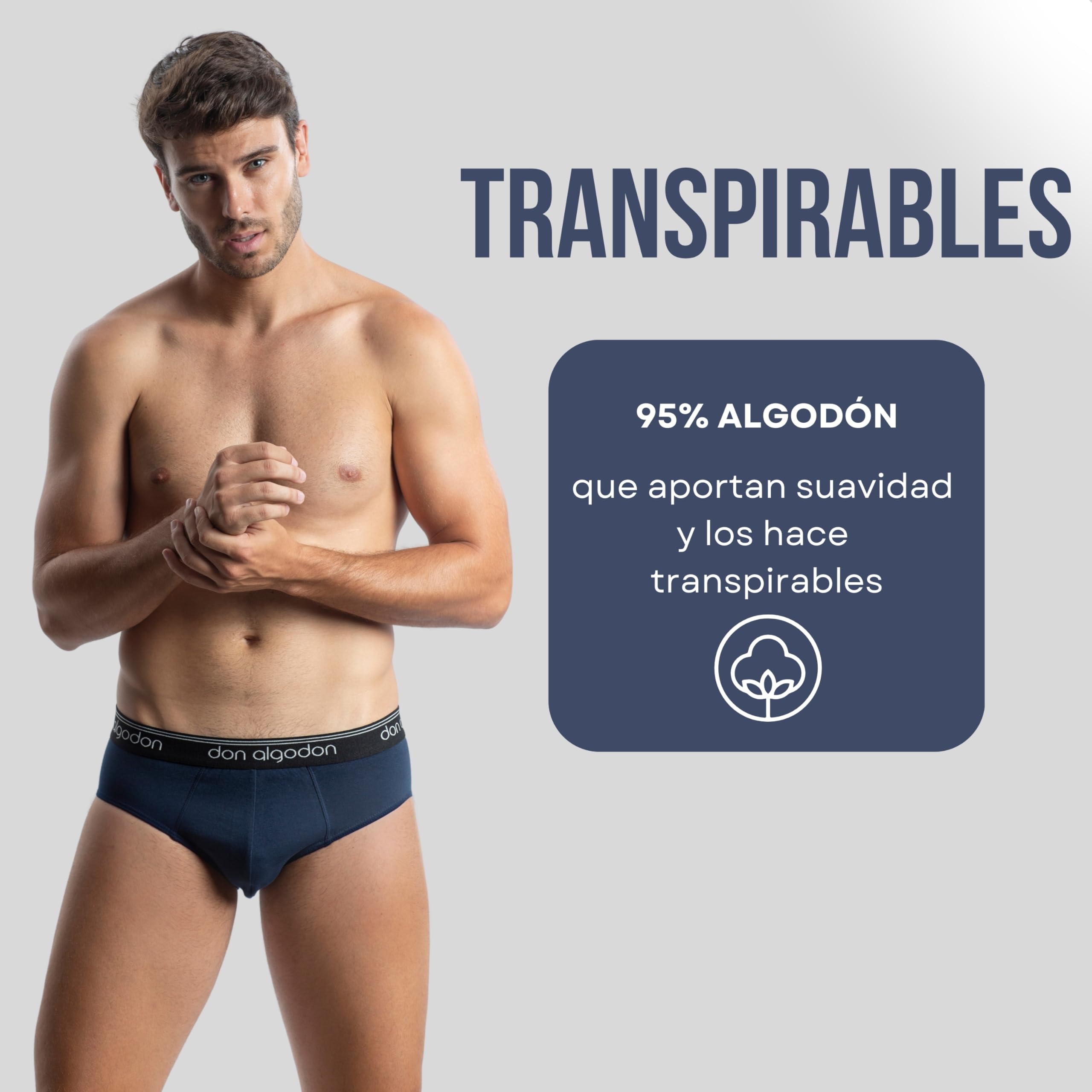 DON ALGODON Pack 12 Slips Hombre Algodón - Calzoncillos Slip Suaves y Transpirables - Multipack Ahorro Anti-Rozaduras