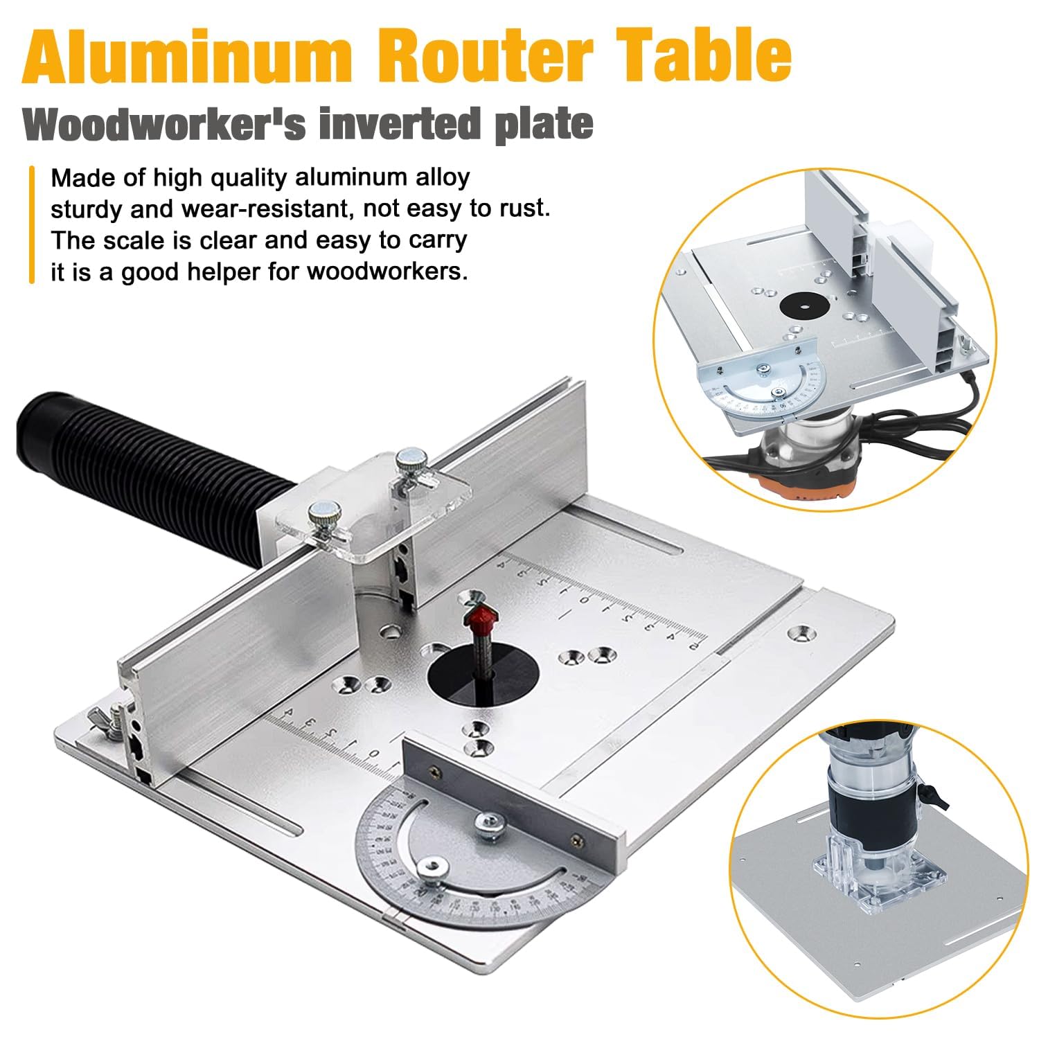 Table Défonceuse Plaque Aluminium Set, Table Fraisage Insert Avec Support de Torsion Coudé, Défonceuse Plaque, Defonceuse A Bois Accessoire pour Fraisage Rainurage Finition