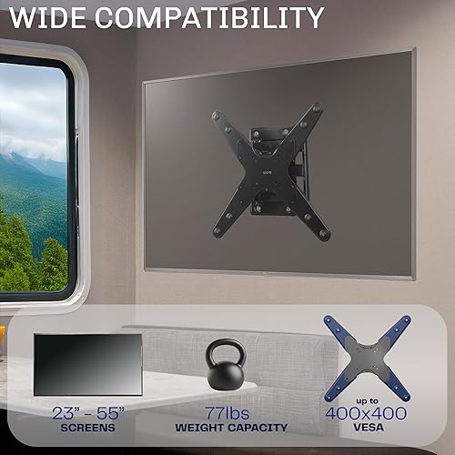 Miniatura 6 de VIVO Soporte de TV RV para 23 a 55 pantallas, Max VESA 15.748x15.748 in, soporta hasta 77 libras, soporte de pared bloqueable con brazo, negro,