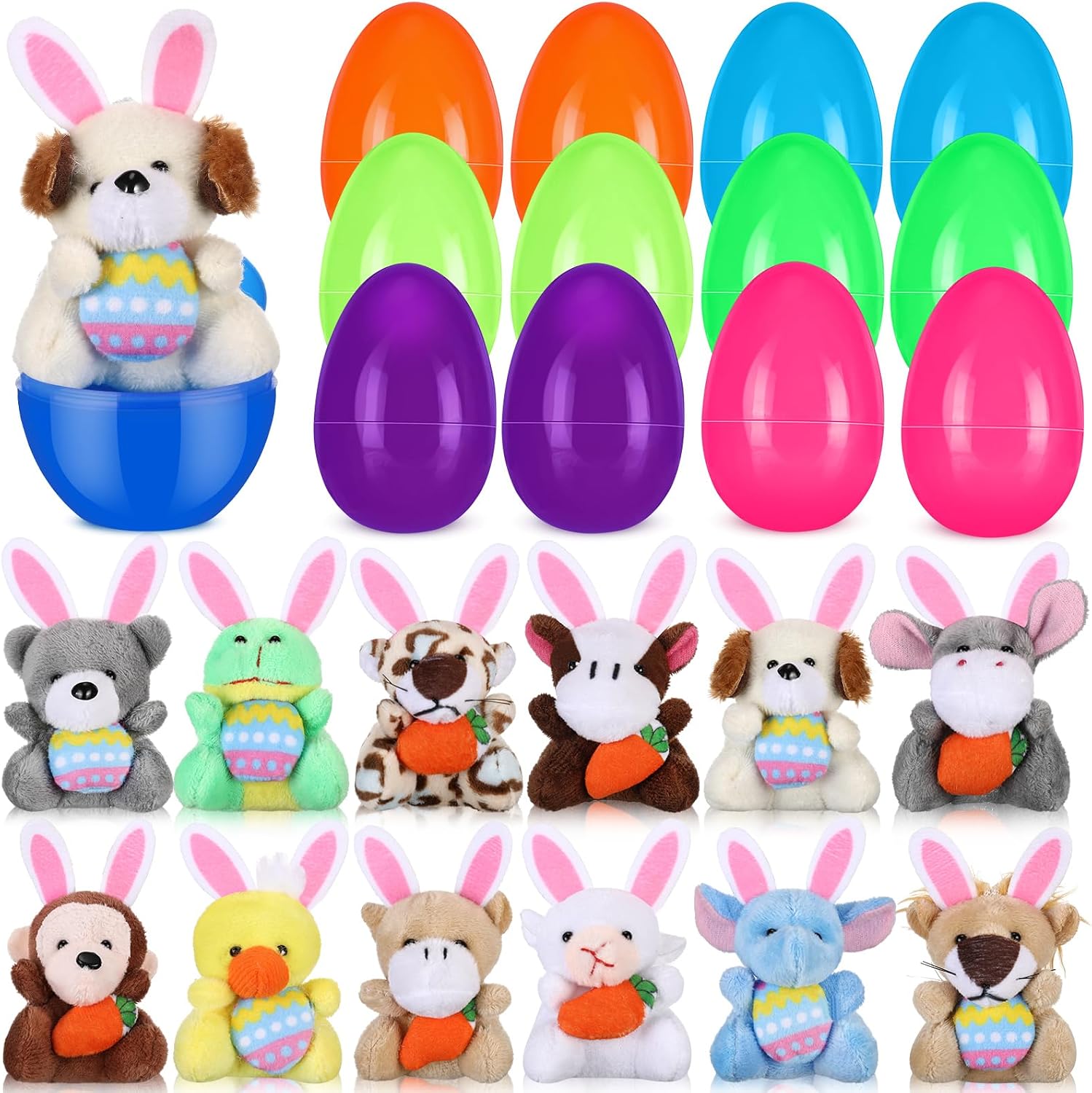 Huevos con Llaveros Pascua Rellenos con Animales de Peluche