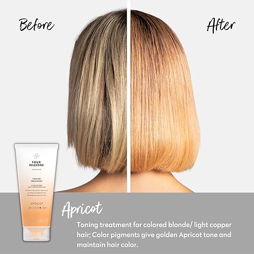 Miniatura 2 de FOUR REASONS Champú depositante de color para cabello teñido (albaricoque, cobre dorado) - Sin sulfato, vegano, 8.5 onzas líquidas