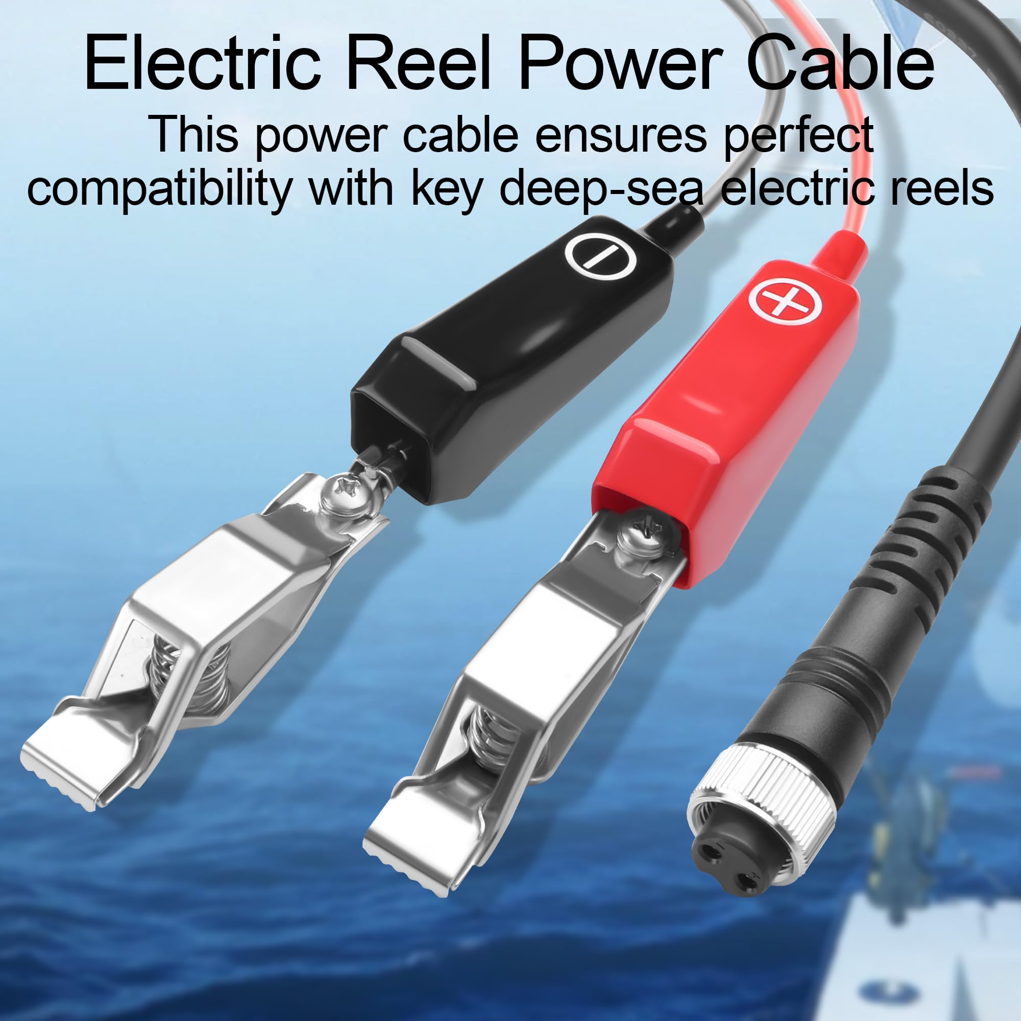 Elektryczny kołowrotek wędkarski, kabel zasilający, 2-pinowy kołowrotek wędkarski, kompatybilny z Tanacom 1000 750 500, Seaborg 500 MJ, Leobritz S400 500J S500