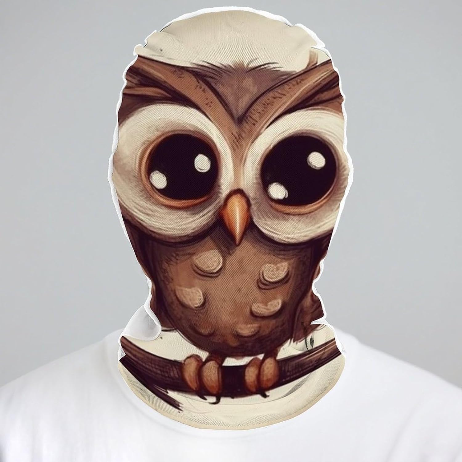 Cute Owl Face Shielding Protection for Women, Funny Cooling Mask for Men, Breathable Full Head Mask for Outdoor, Full Face Cover for Cycling, Windproof Hood Cover White image 5