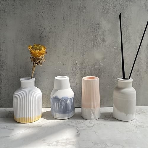 Miniatura 5 de Molde de silicona para florero a rayas, maceta suculenta, maceta de hormigón, yeso, molde de cemento, resina epoxi, soporte para bolígrafo